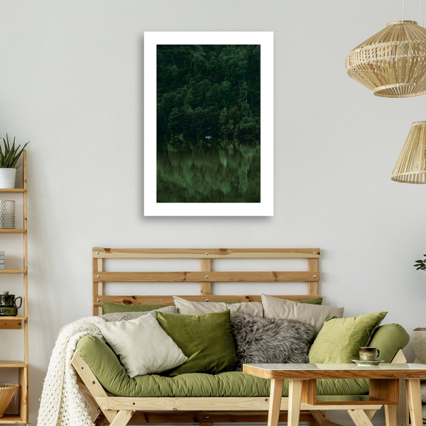 Feeby Obraz na płótnie, Zielony las nad jeziorem 40x60