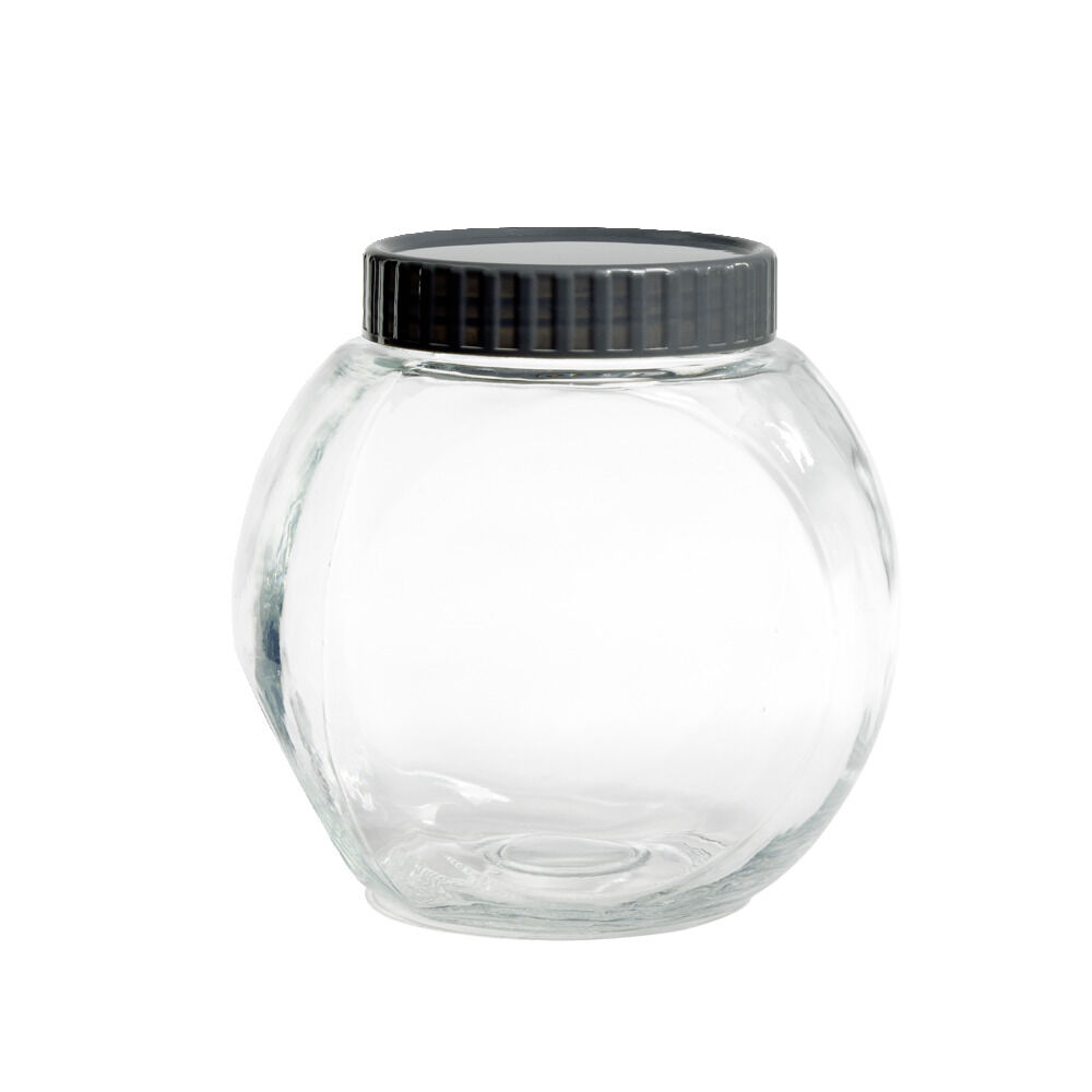 Pot en verre transparent avec couvercle plastique - 17,5x12,5xH.17cm