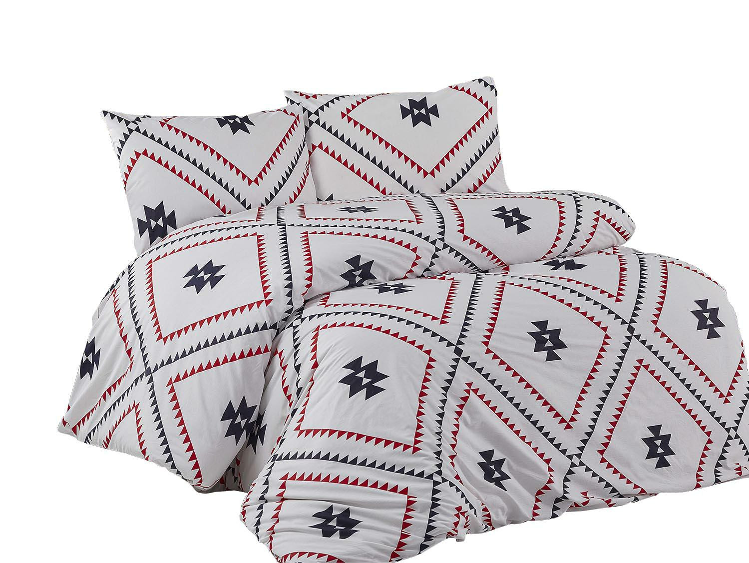 Pościel 160x200 Kilim biała czerwona czarna geometria Exclusive 2