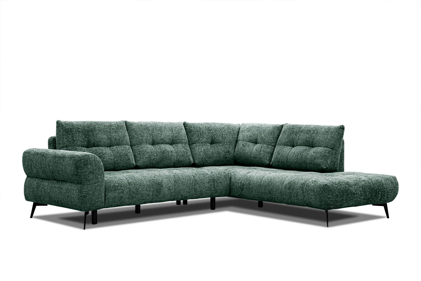 SALVINI - Canapé d'angle droit 5 places tissu vert