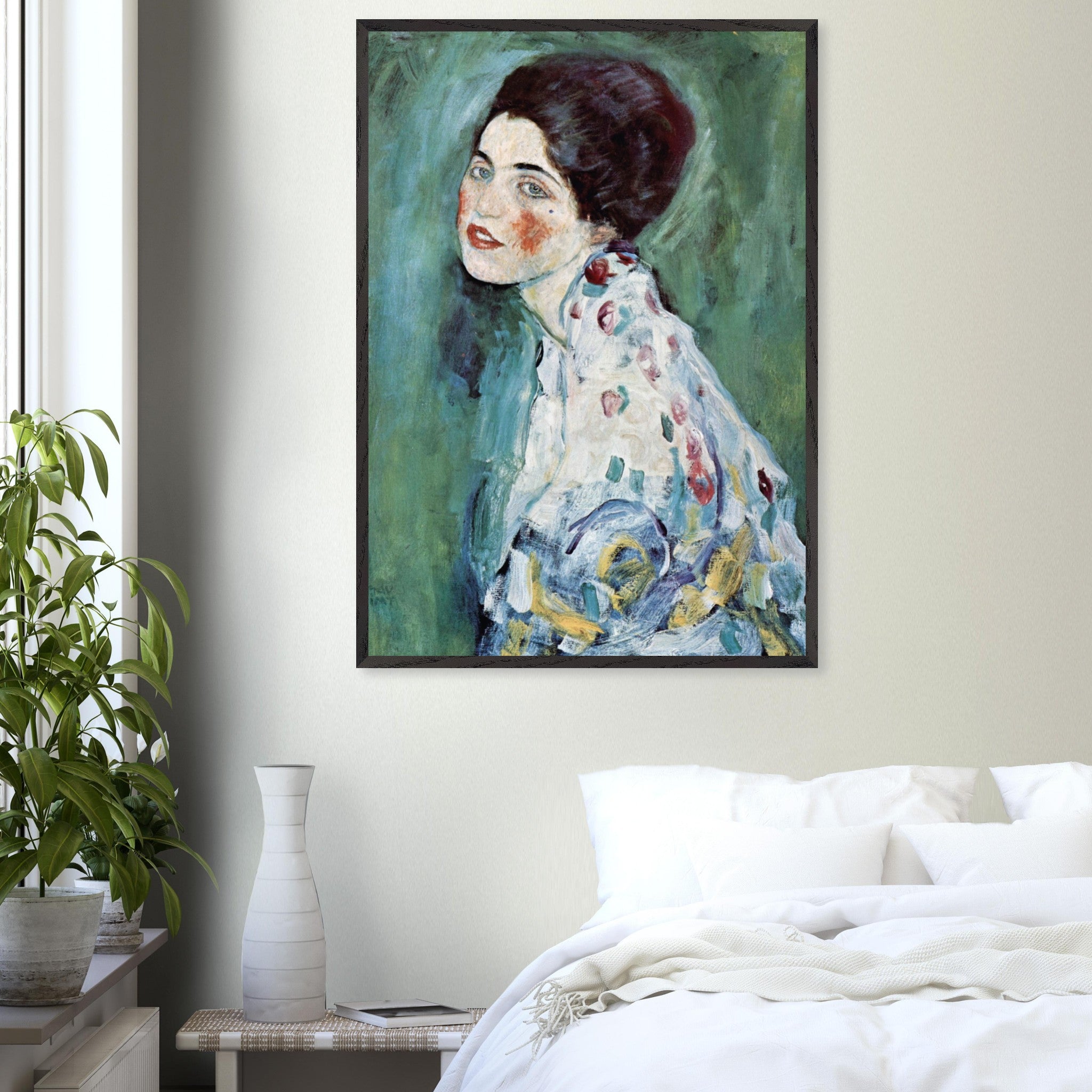 Artfulprints Poster Gustav Klimt - Portrait of a lady  - 70x100 cm - Donkergroen