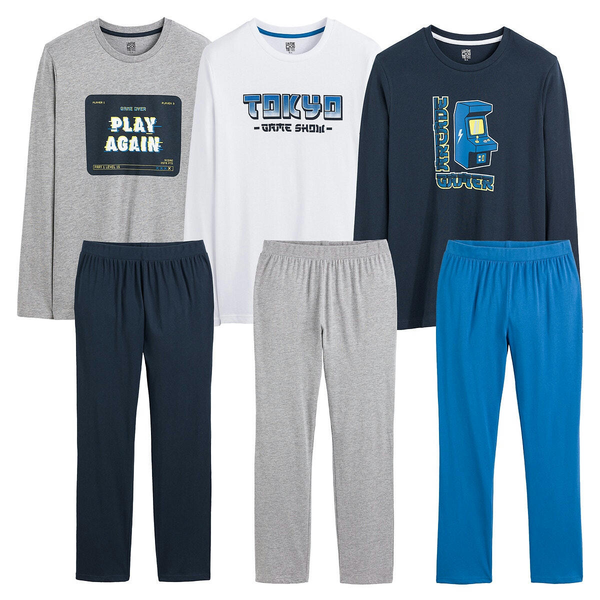 Lot de 3 pyjamas, esprit jeux d'arcade