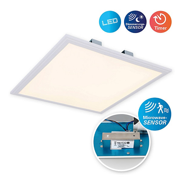 Panneau LED Alegre 45 cm detecteur nombreuses fonctions metal plastique LED integrees blanc chaud