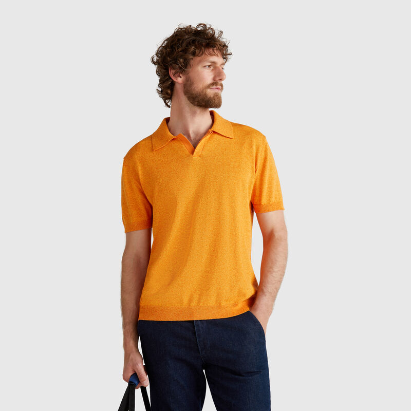 Short sleeve polo in cotton blend