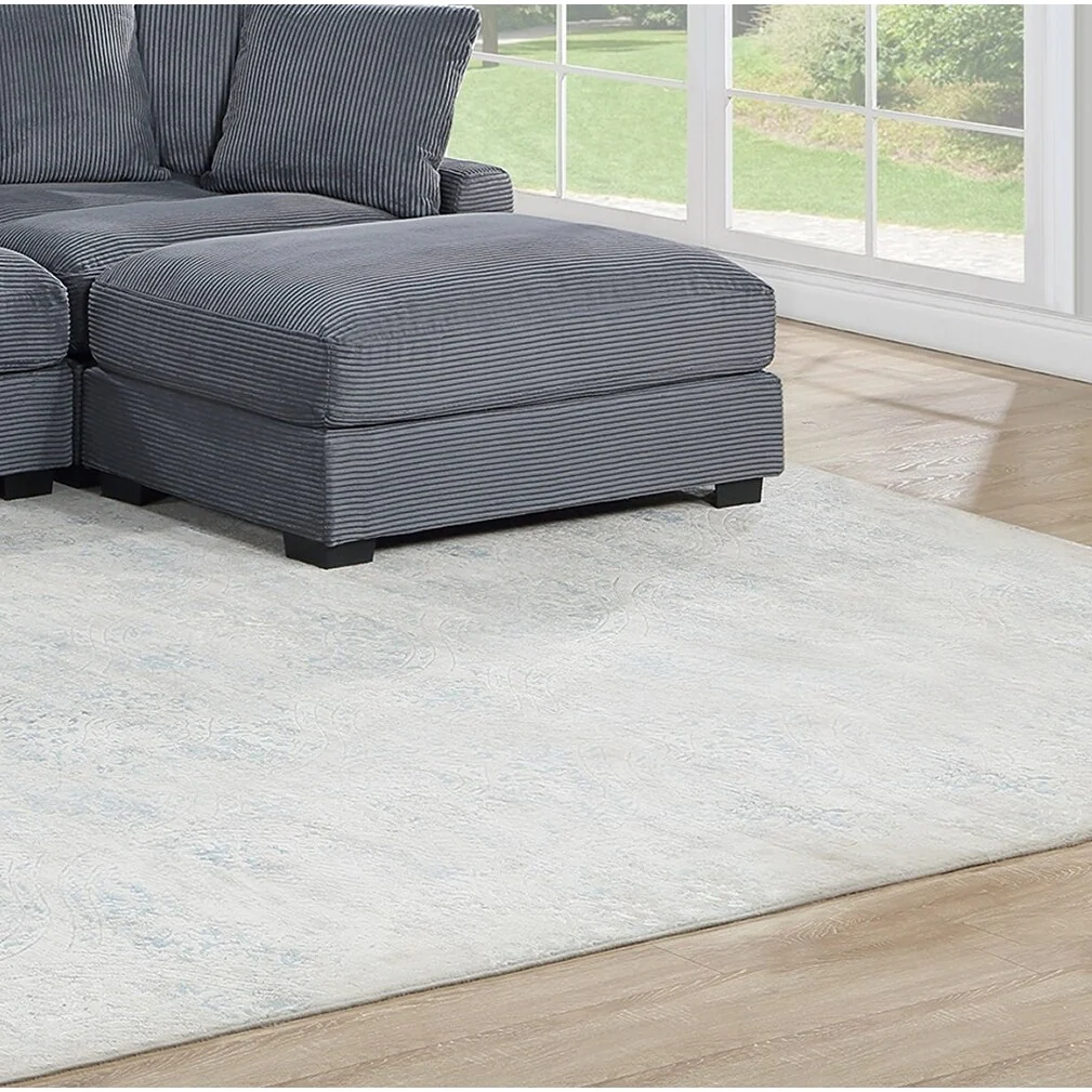 Living Room Furniture 1pc Ottoman Dark Gray Corduroy Soft Cushion Cocktail Ottoman Wood Legs