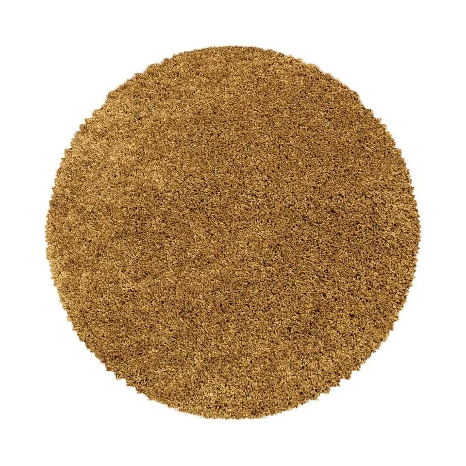 Monaco Soft Rond Shaggy Hoogpolig Vloerkleed Goud - 200 CM ROND