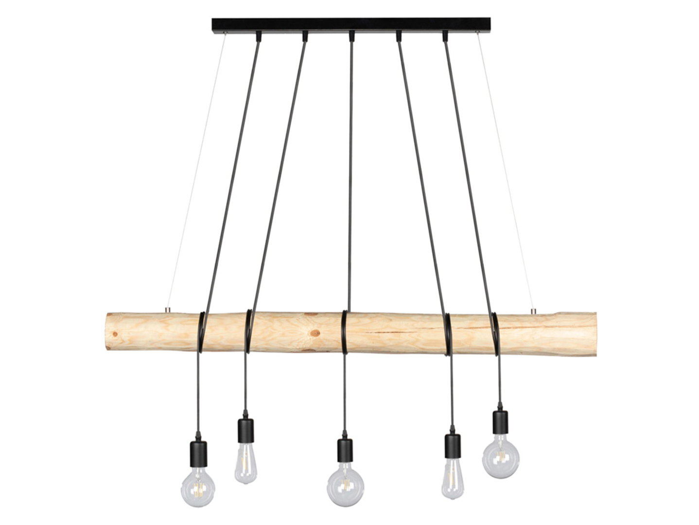 Lampa wisząca Trabo Long 5-punktowa drewniana brązowa