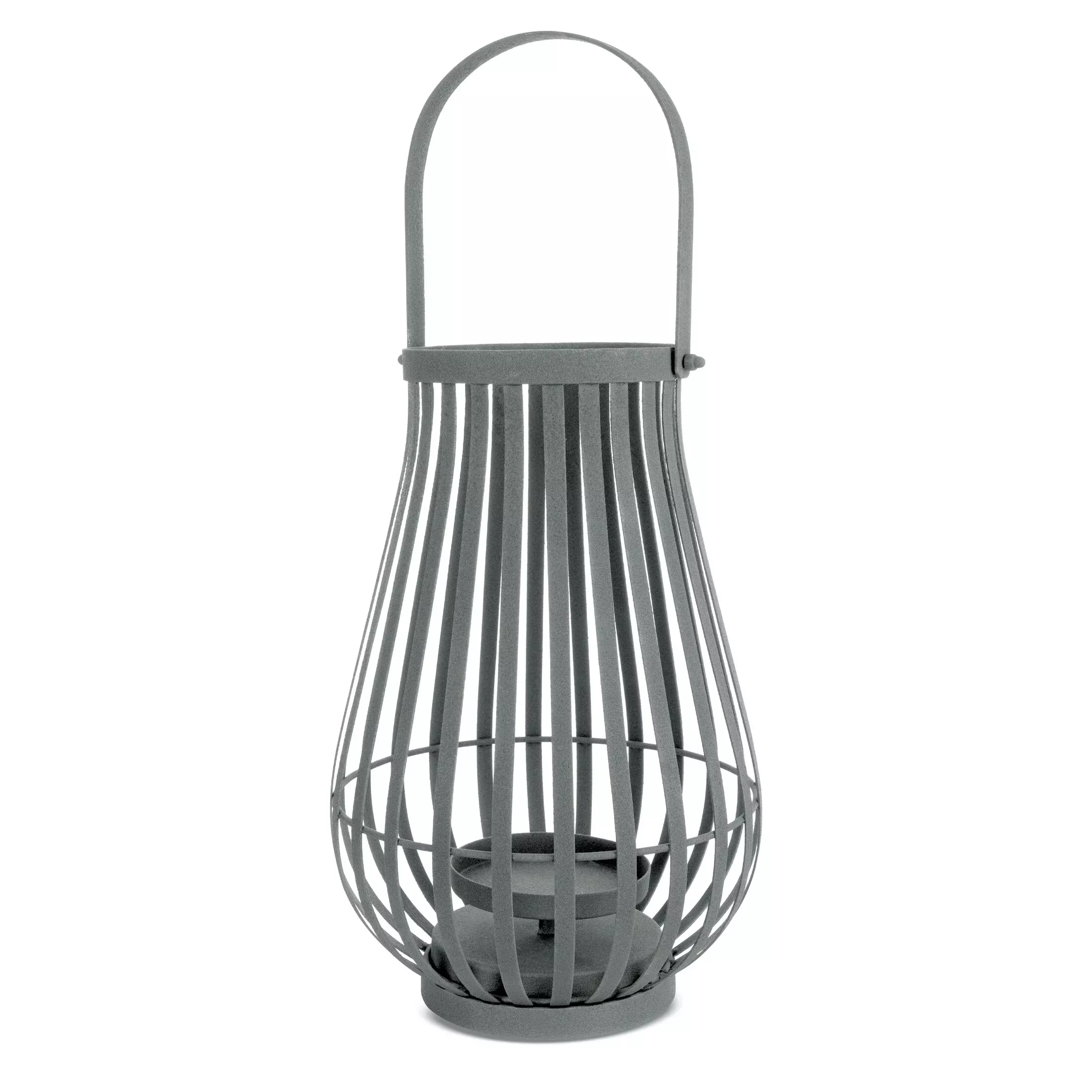 Lampion z metalu grafitowy średnica 27x42 cm LENA