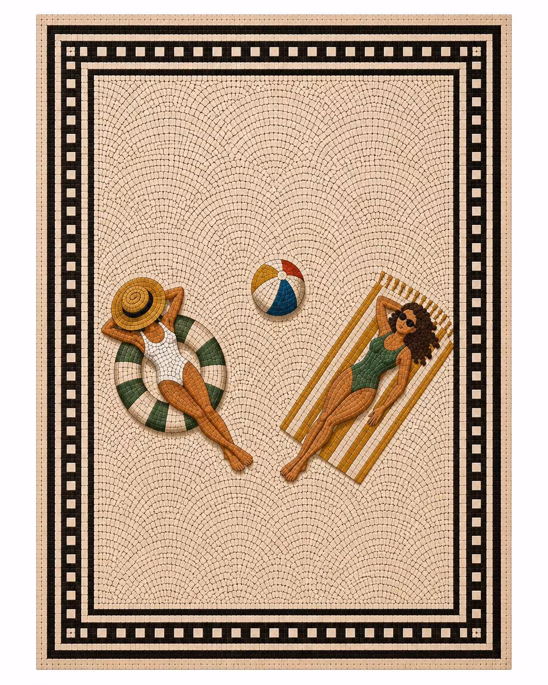 Handmade Mosaic Art | Luxury Bathroom Floor Tile | Custom Pool Mosaic Decor | Patio & outdoor tile | Custom Size Available