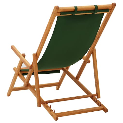 NNEVL Folding Beach Chair Solid Eucalyptus Wood and Fabric Green