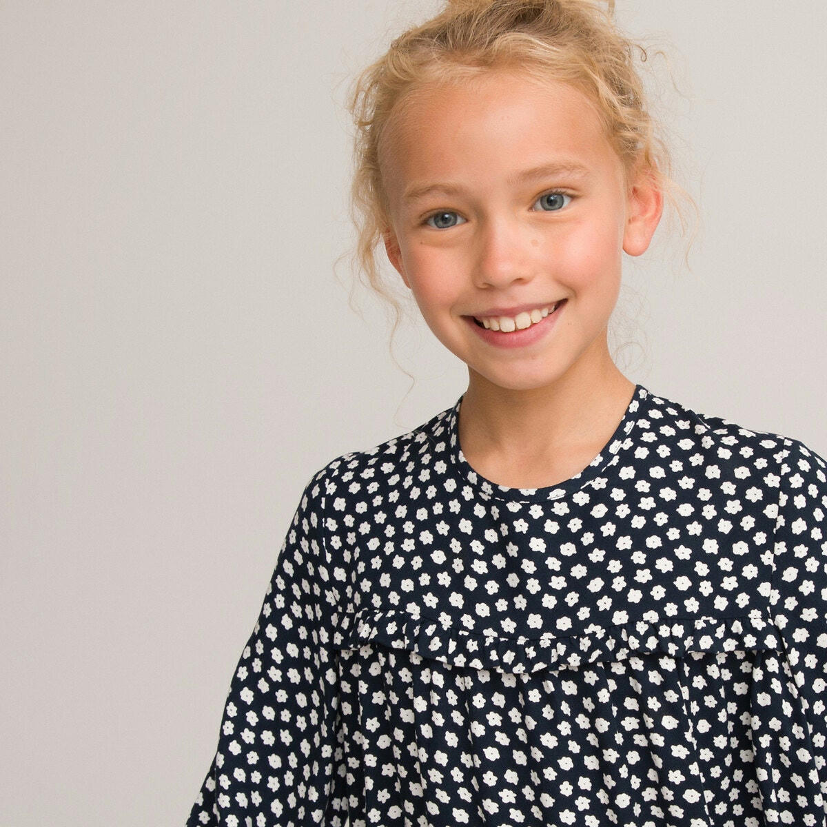 Robe fluide à manches longues imprimée fleurs