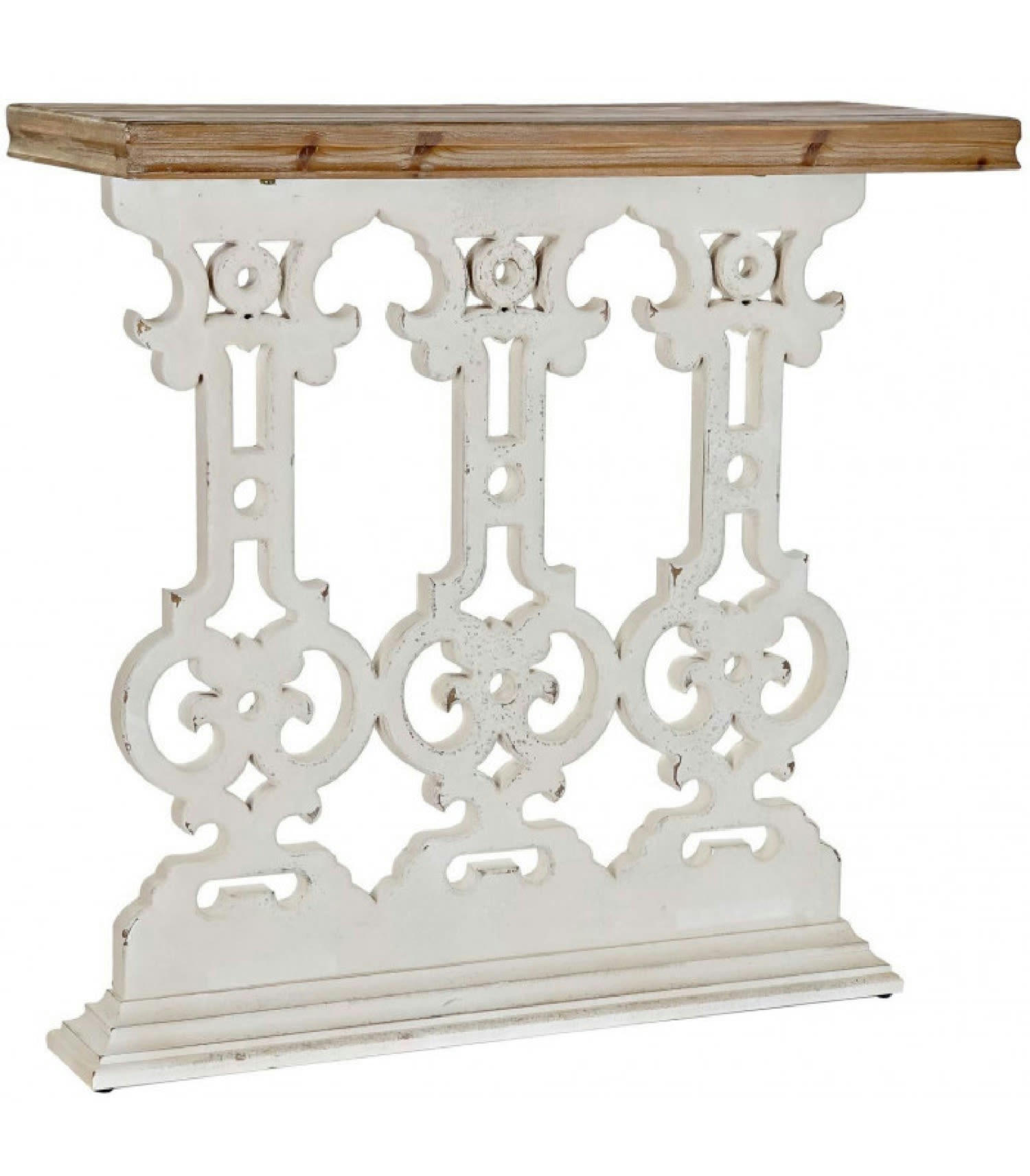 CLASSIQUE - Console classique en bois blanc et plateau bois