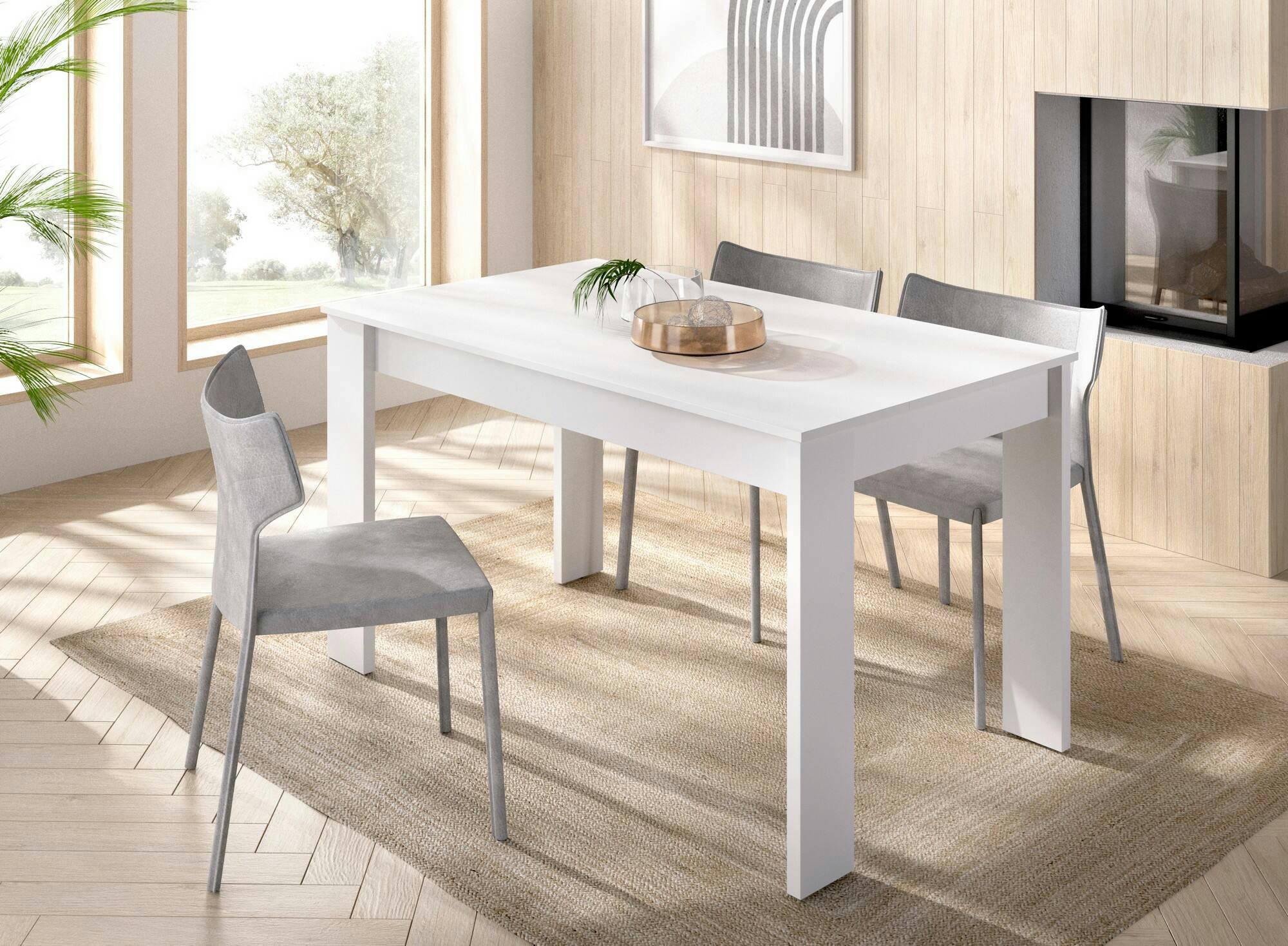 DBAGATT - Table fixe effet bois blanc 139x81