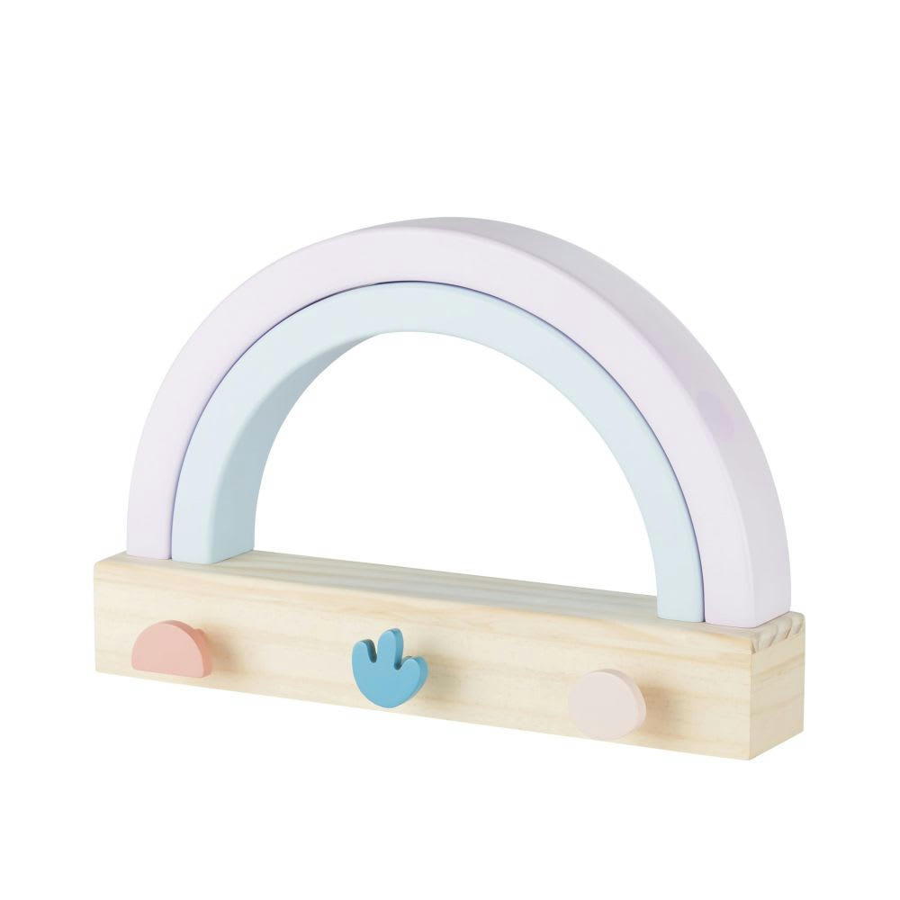 WYNWOOD - Patère 3 crochets en bois de pin rose, mauve poudré et bleu