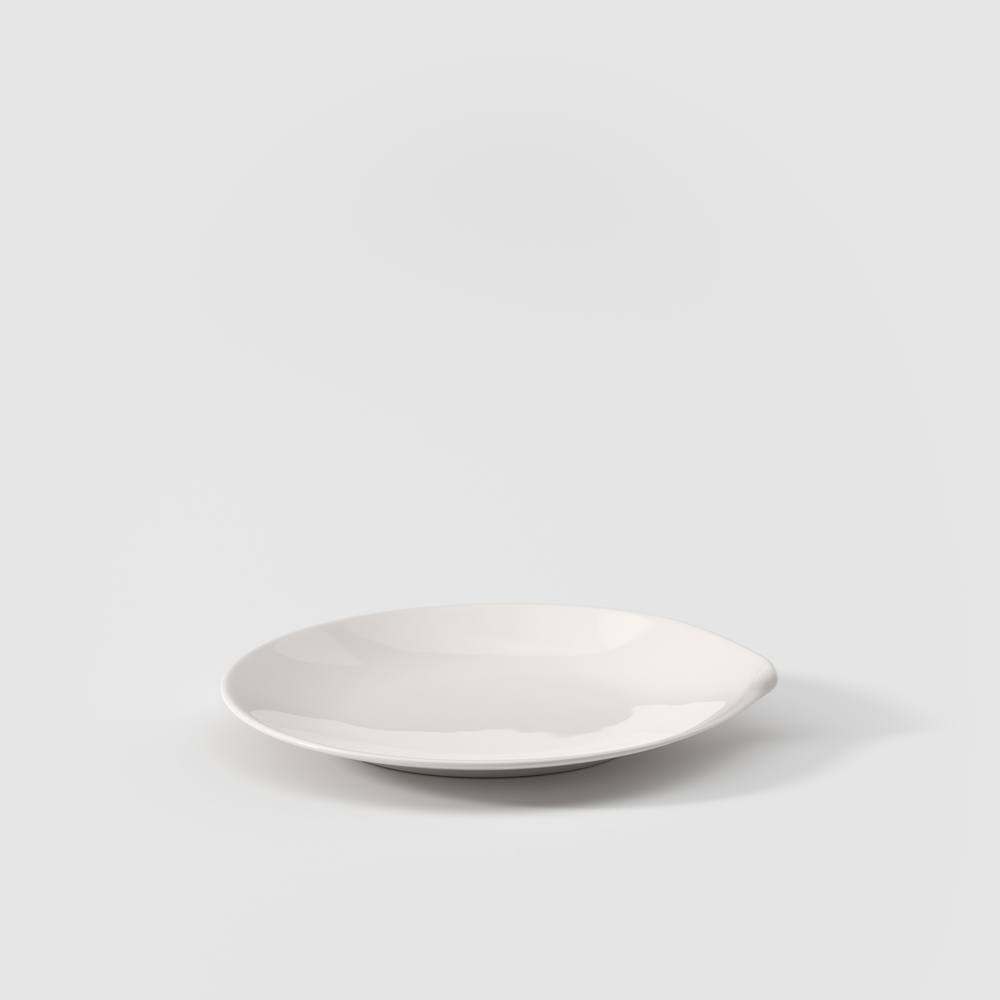 Flow Salad/ Dessert Plate - White, 9.1'' x 8.3'', Premium Porcelain
