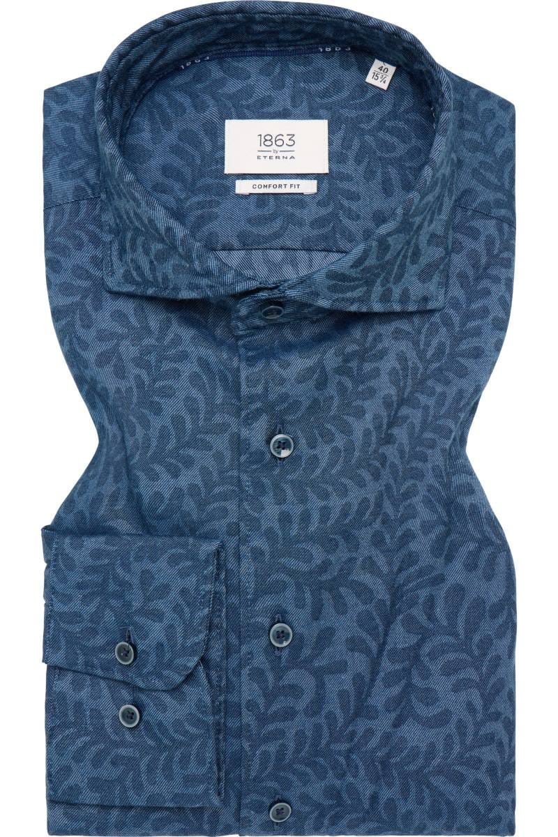 ETERNA 1863 Comfort Fit Flanellhemd dunkelblau, Bedruckt