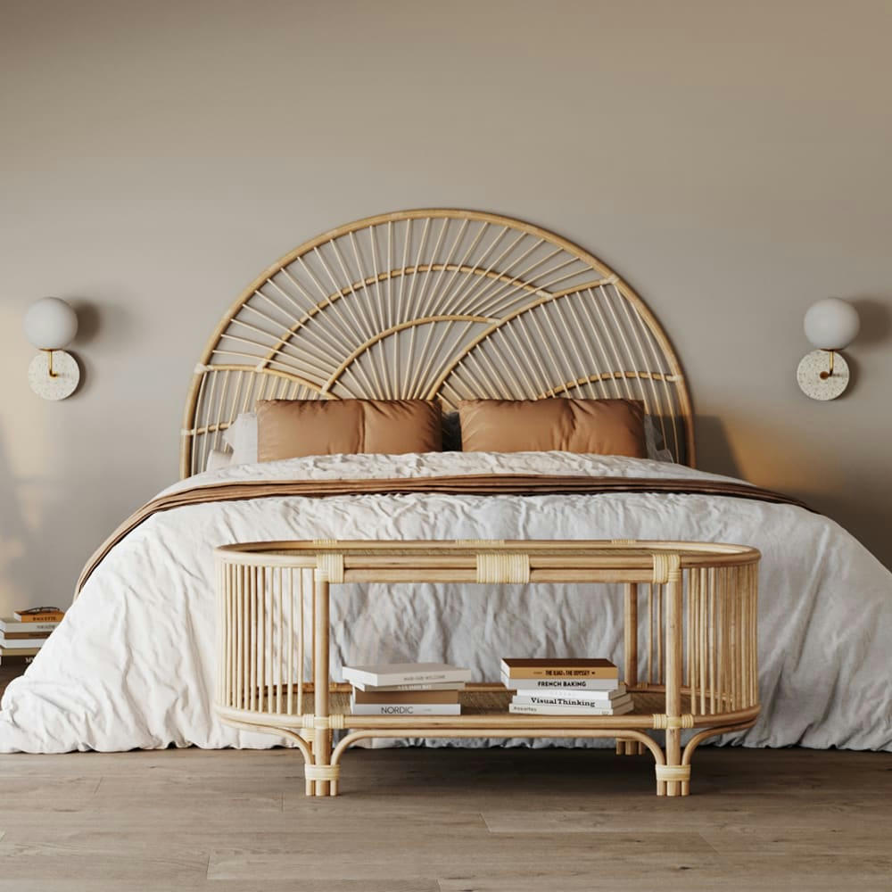 SÉLÉNÉ - Tête de lit en rotin naturel 160 cm