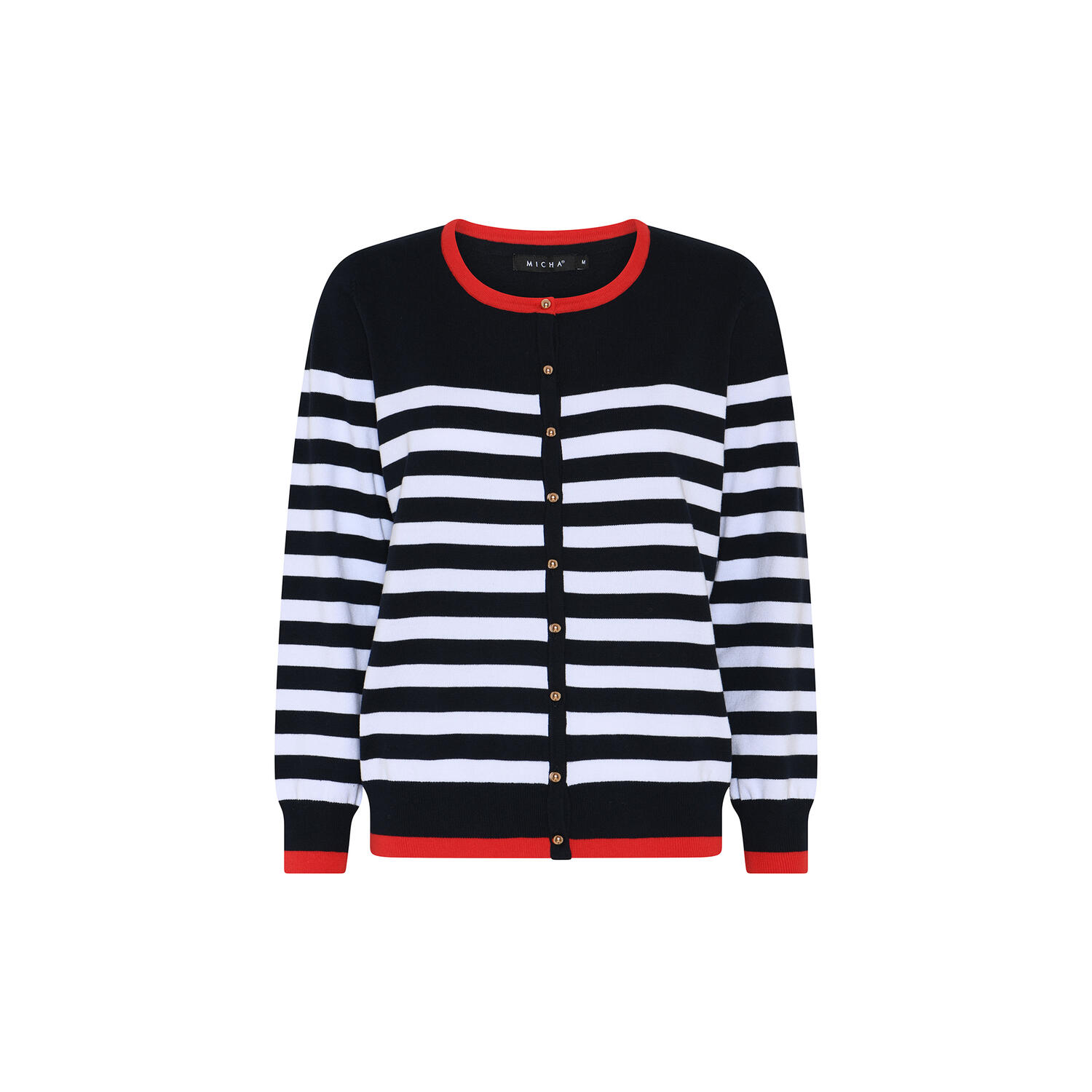Cotton Nautical Stripe, navy/white/poppy red