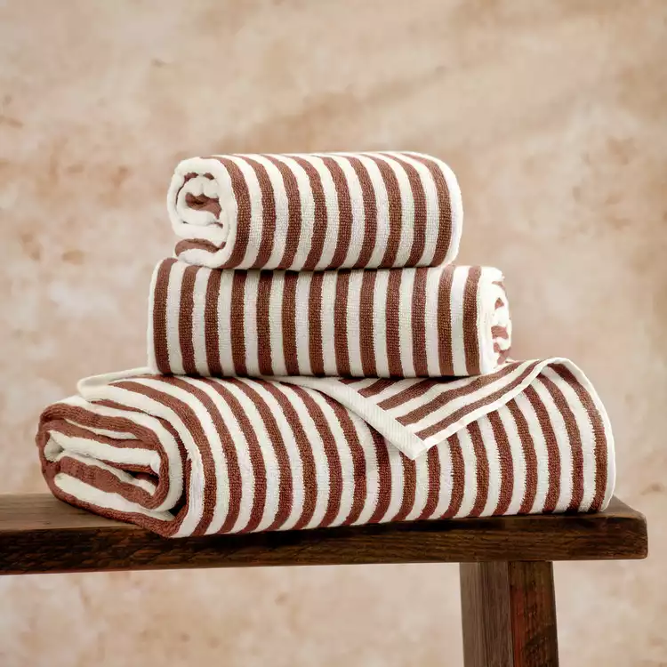 Yard Hebden Stripe Bath Towel - Brown