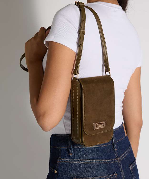 Dinkydiscreet Khaki - Suede Cross-Body Bag