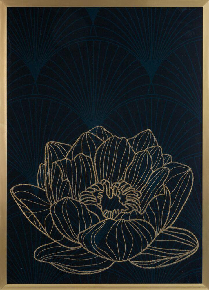 Obraz LOTOS8 53x73 cm Złoty Kwiat Lotosu Glamour