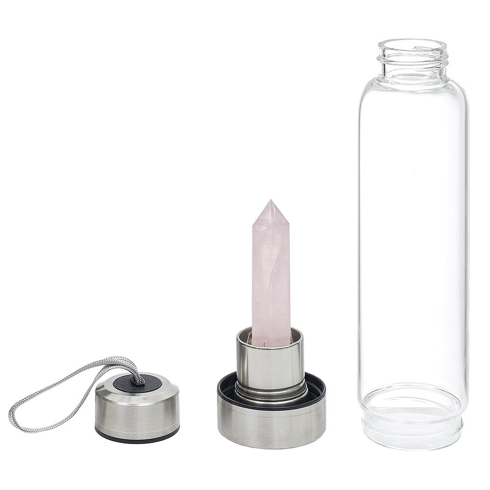 Bouteille en verre quartz rose H.24 cm