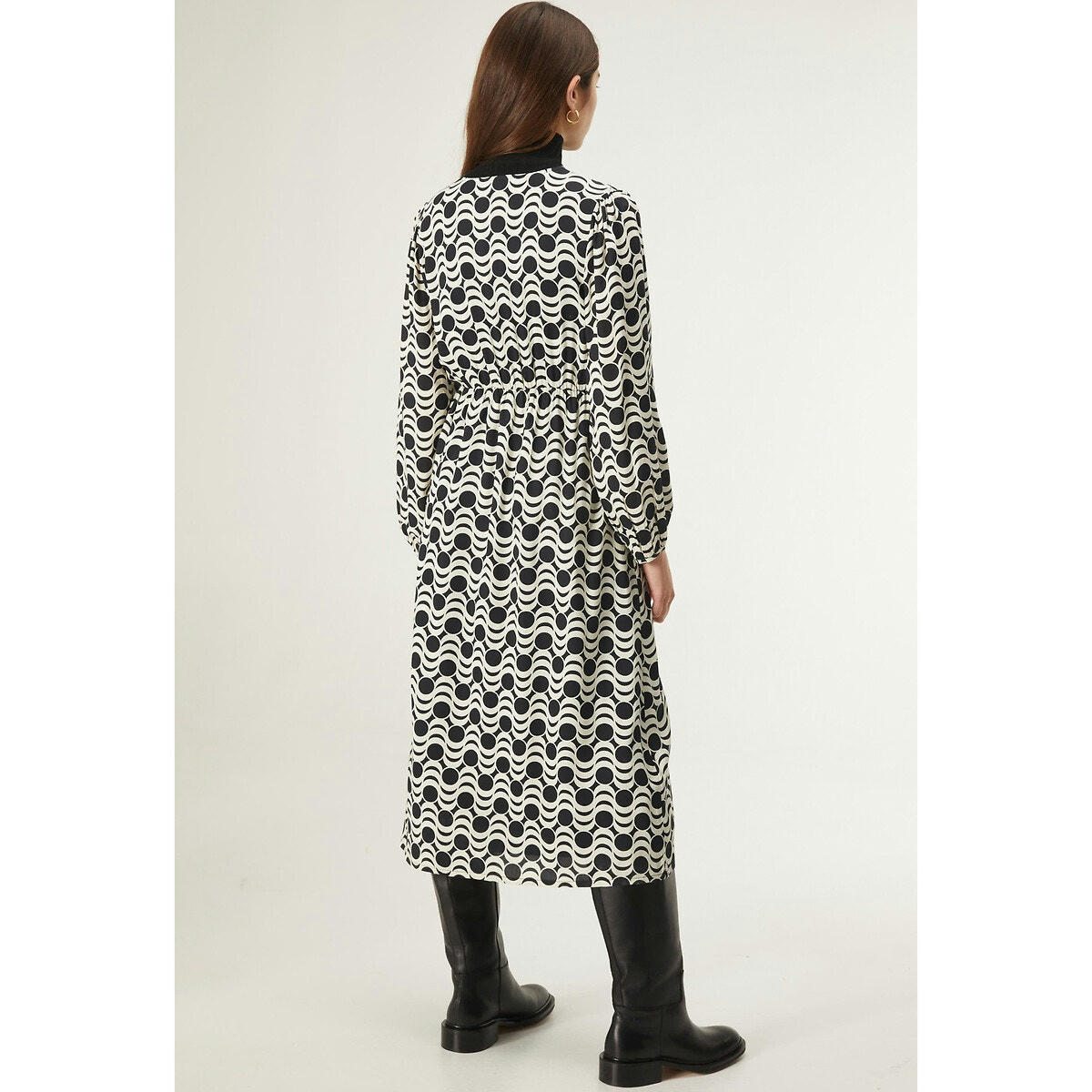 Robe midi imprimée, col V