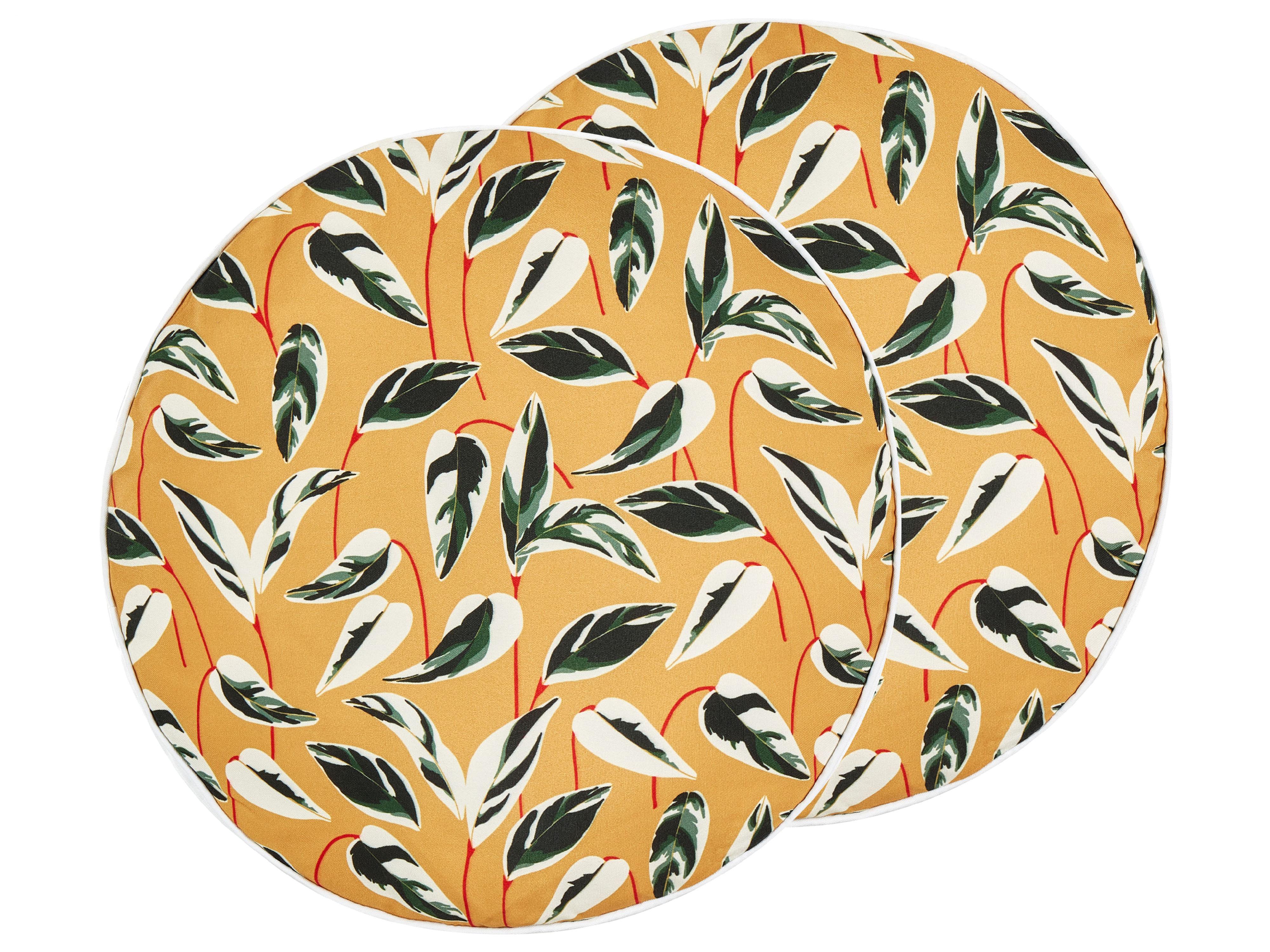 Set of 2 Outdoor Cushions TAGGIA Plant Pattern 40 x 60 cm Yellow