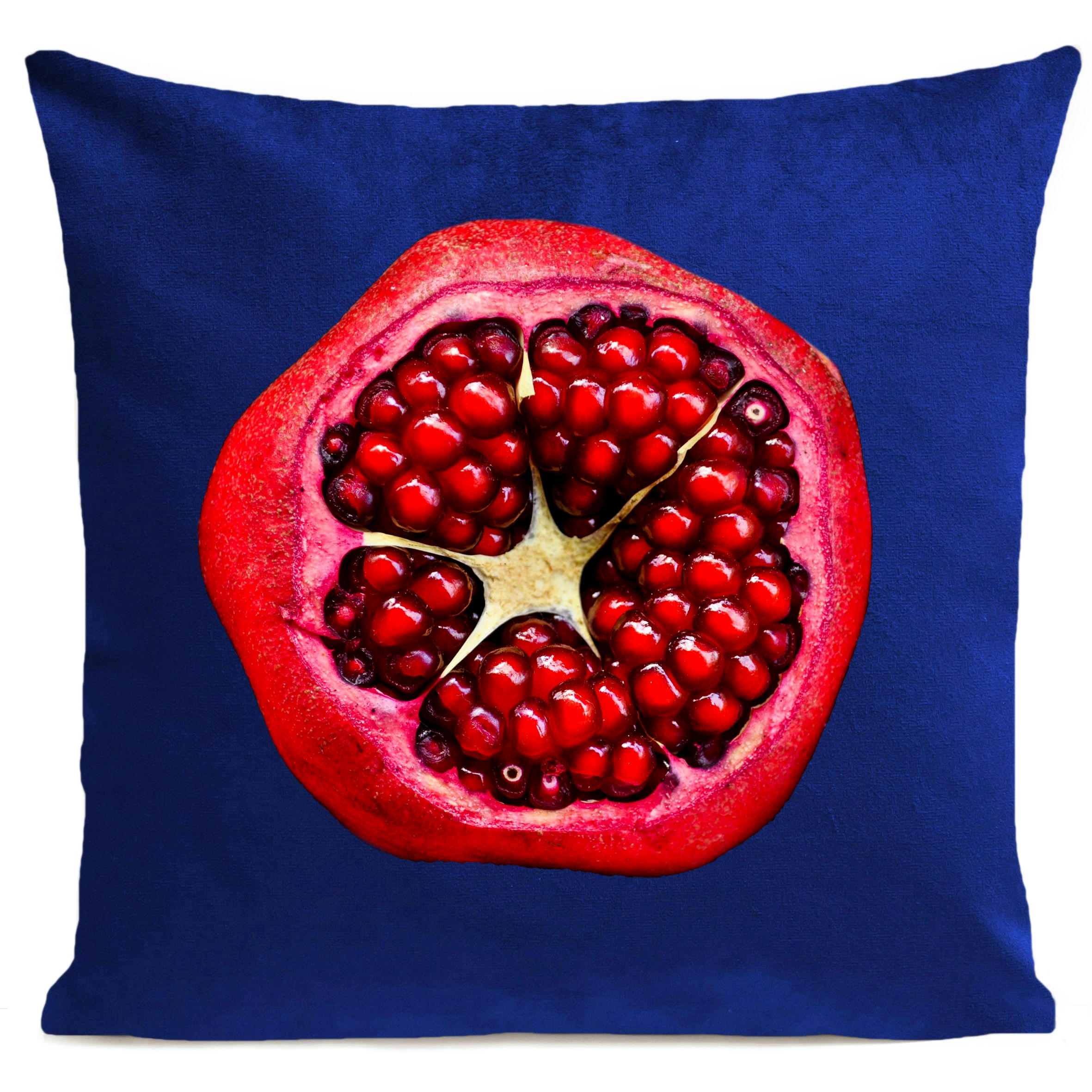 - Coussin fruit végétal grenade suédine bleu 40x40cm