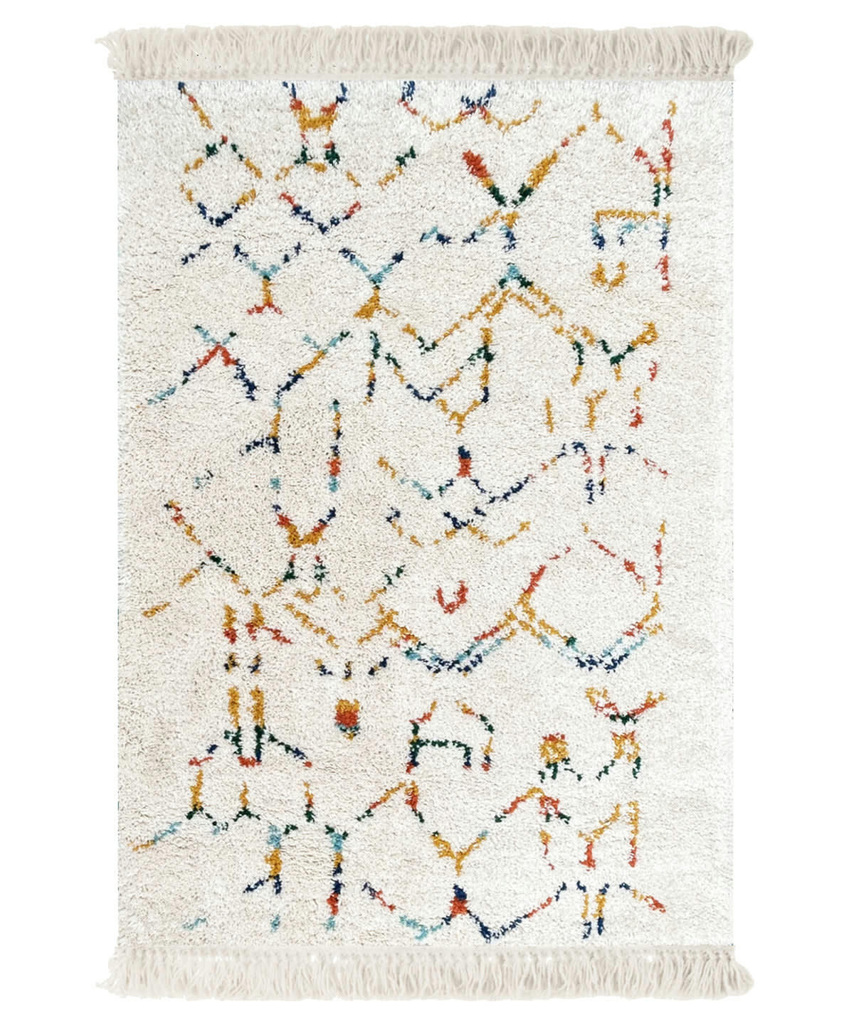 MAROUF - Tapis de style berbére coloré avec franges 80x150, OEKO-TEX®