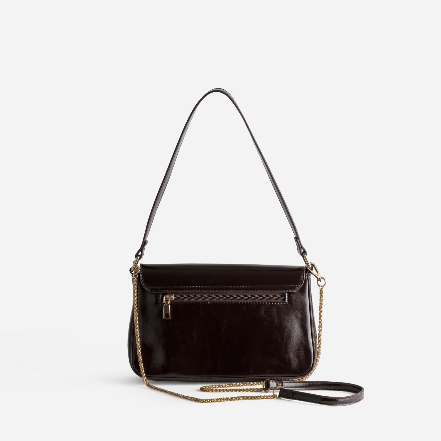 Sac à main marron glacé détail doré