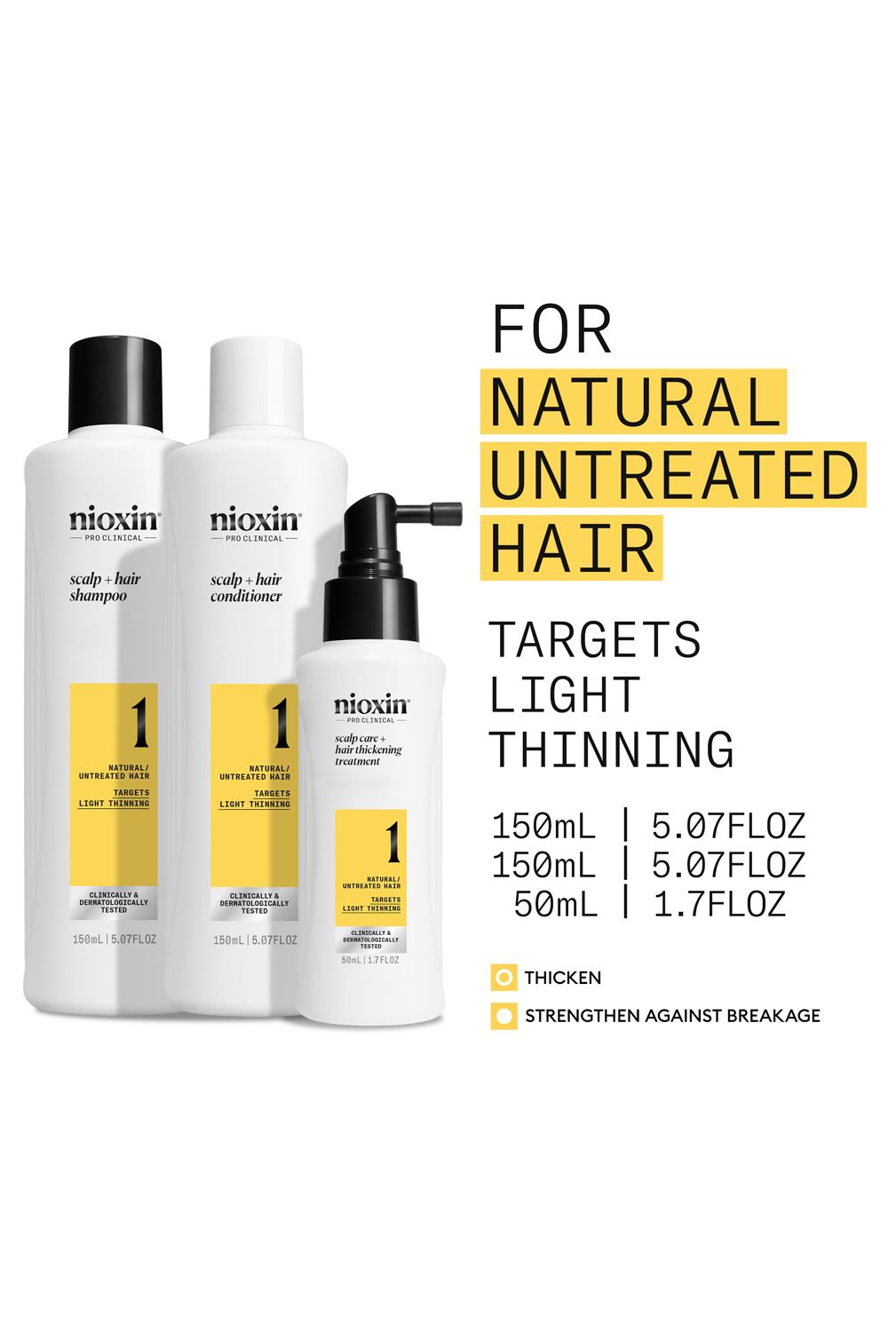 Nioxin Scalp   Hair Thickening System 1 for Natural Hair with Light Thinning, Trial Kit