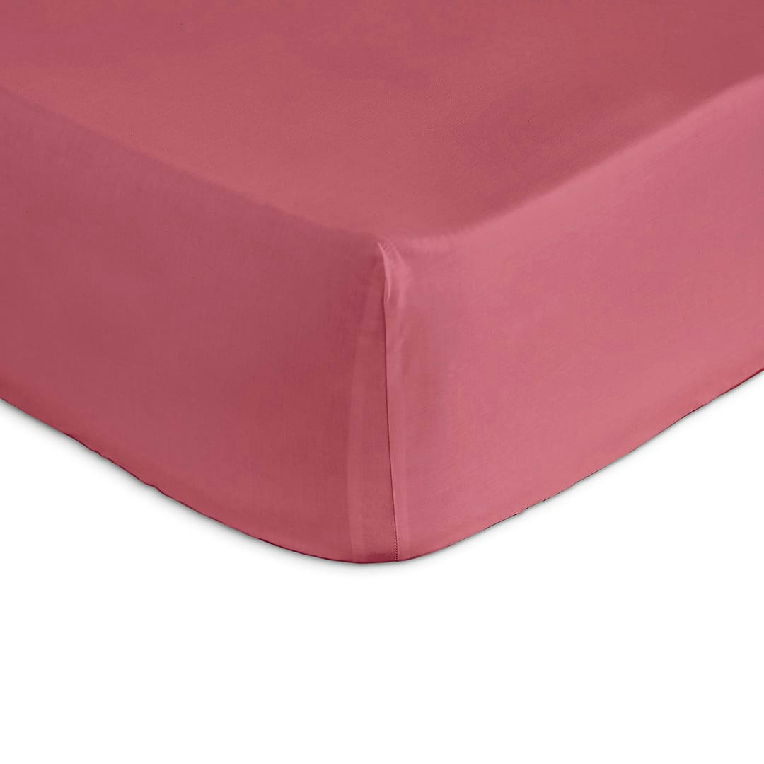 CASUAL DH - Drap housse 100% coton 140x200+28 cm rose foncé