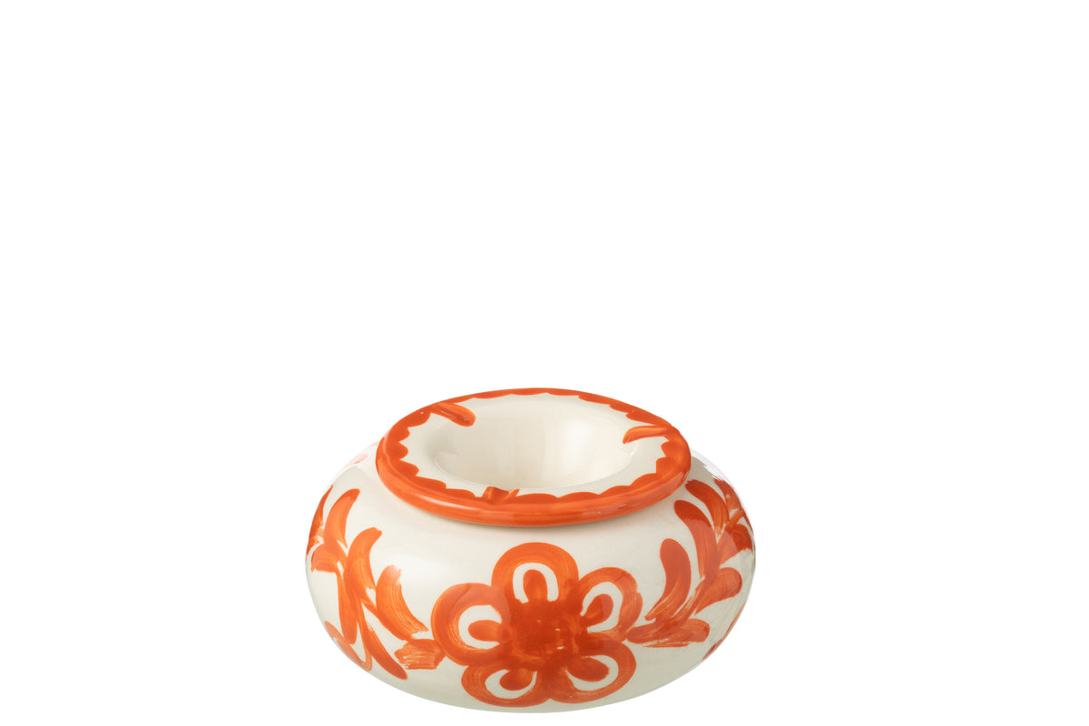 J-Line asbak Granada - keramiek - wit/oranje - large