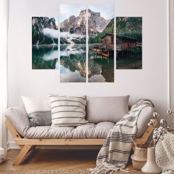 Obraz 4-Częściowy Górski PEJZAŻ Jezioro 3D 80x60cm