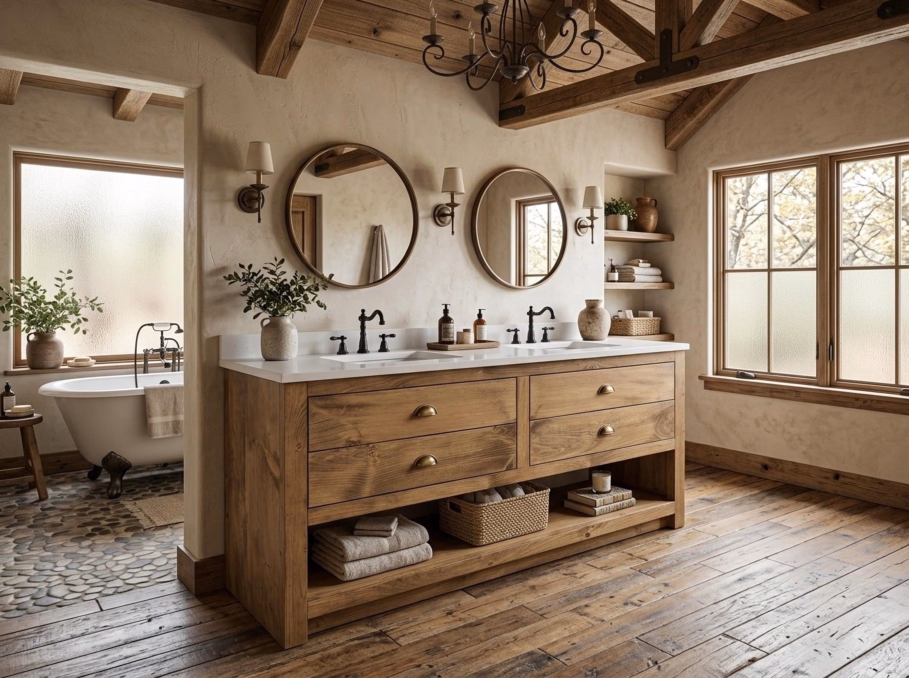 The Redmond Double Sink Bathroom Vanity - Handmade, , Premium Hardware, Free Shipping, USA Made