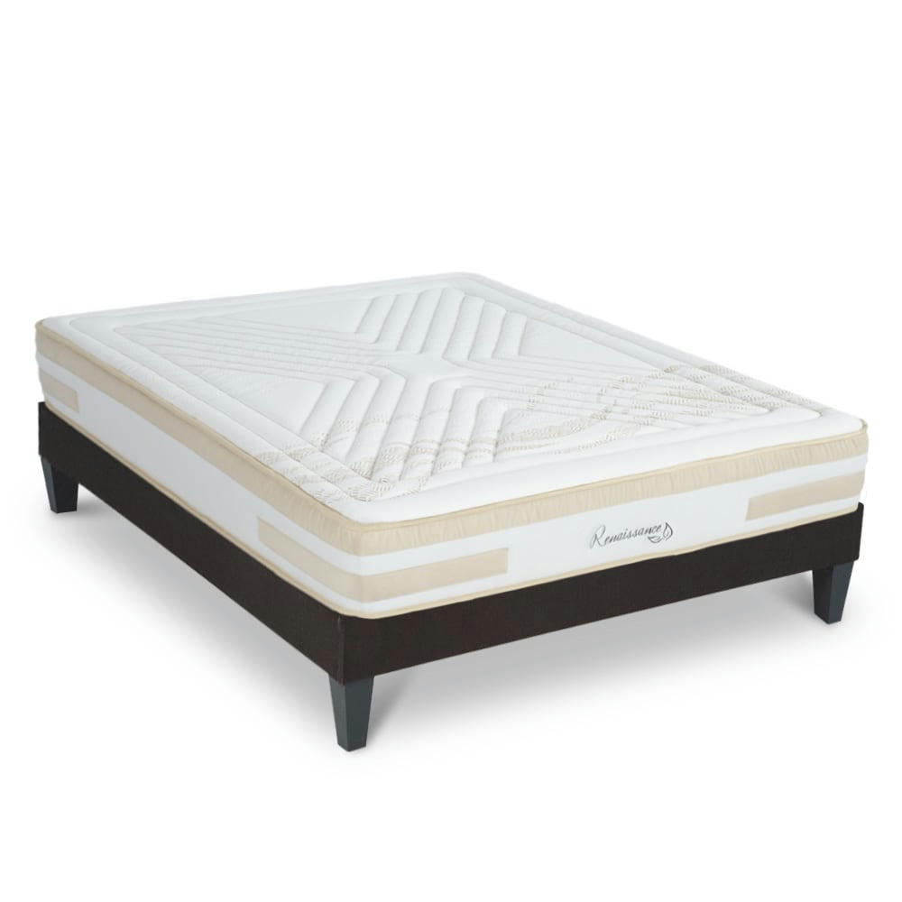 RENNAISSANCE - Ensemble Matelas à Mémoire de forme h24cm et sommier gris 160x200