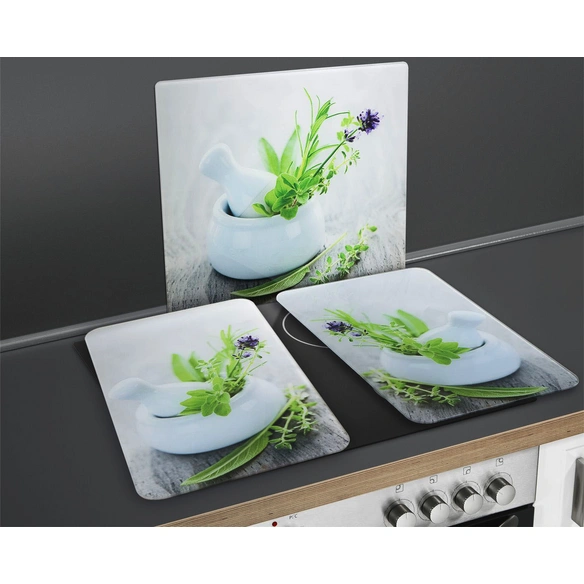 Glasabdeckplatte »Kräutergarten«, BxHxT: 3 x 1,8 x 52 cm, Glas/Thermoplaste, mehrfarbig