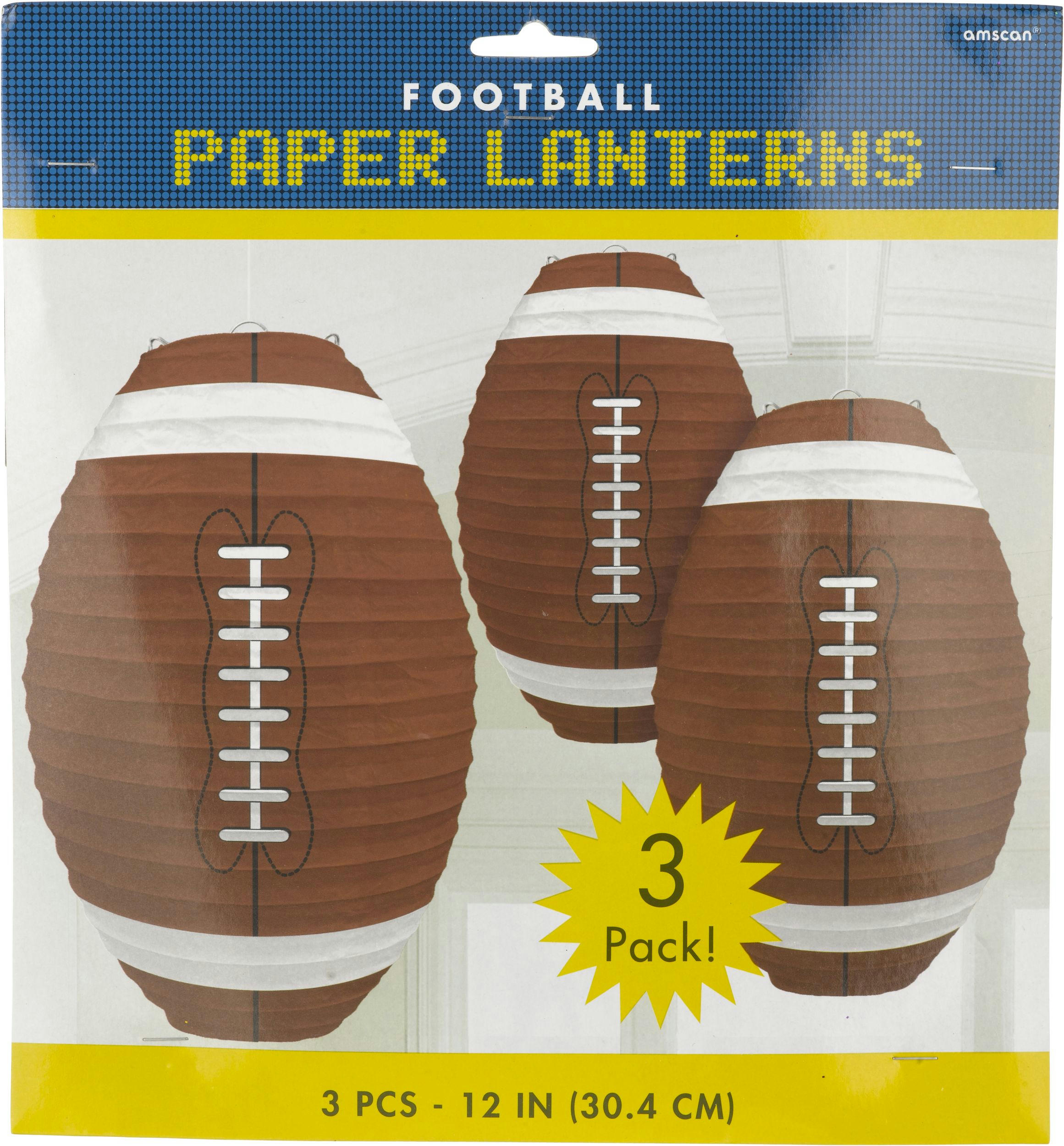 Football Paper Lanterns, 3-pk