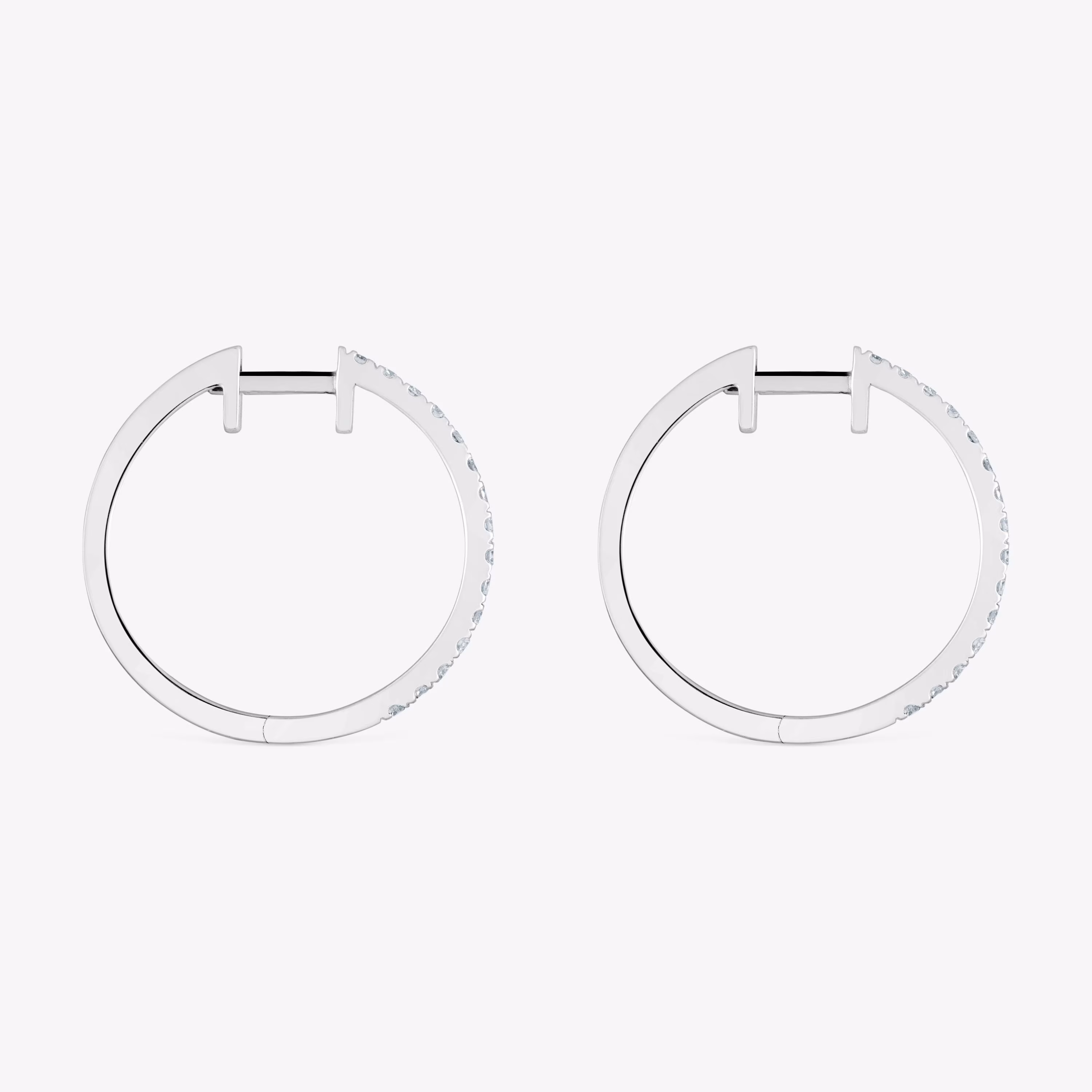 Pendientes aro cortos de oro blanco con diamantes 18 mm Les Classiques