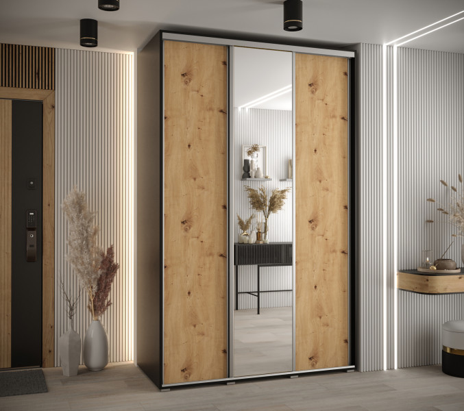 Szafa przesuwna 60 wysoka Davos 3 150 czarny artisan srebr