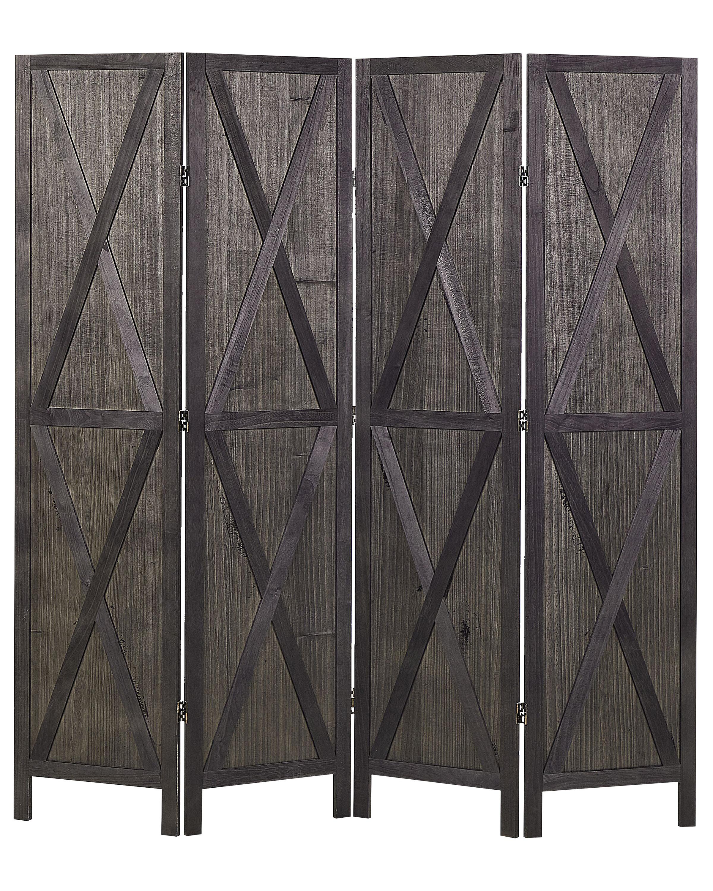 4 Panel Room Divider RIDANNA Dark Brown 163 cm 170 cm