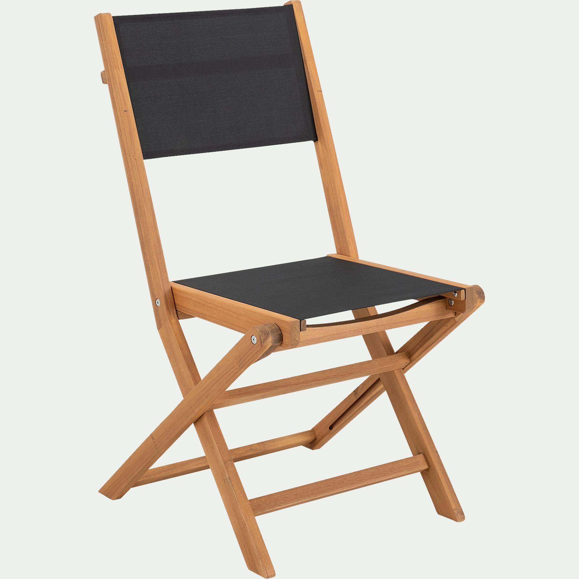 LAVISA - Chaise de jardin pliante en acacia huilé et tissu - noir
