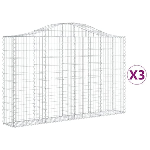NNEVL Arched Gabion Baskets 3 pcs 200x30x120/140 cm Galvanised Iron