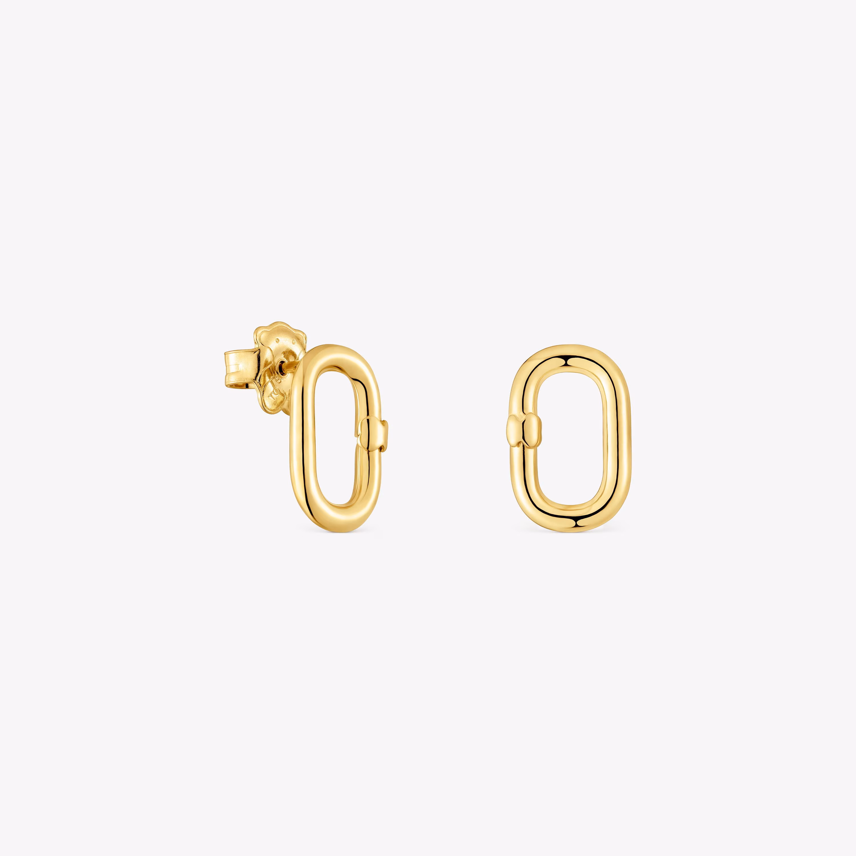 Pendientes pequeños con baño de oro 18 kt sobre plata Hold Oval