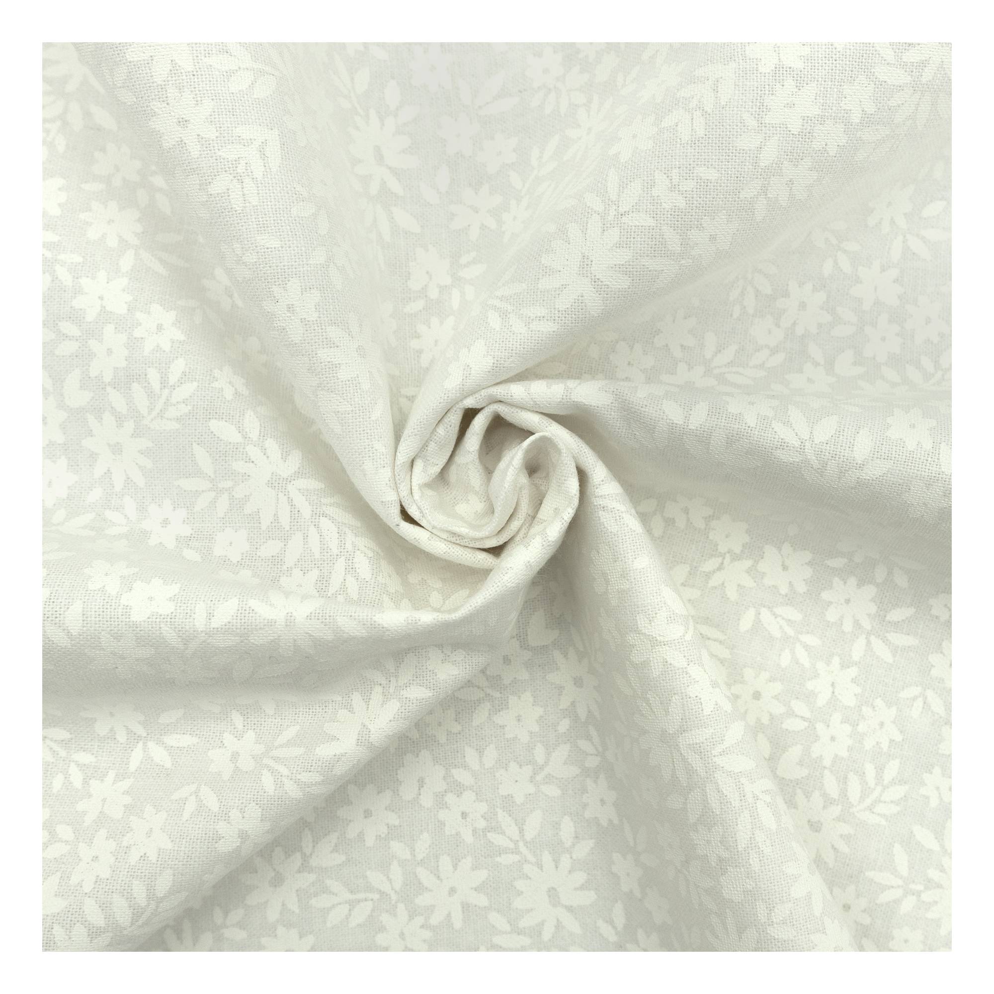 White Daisy Cotton Fabric by the Metre