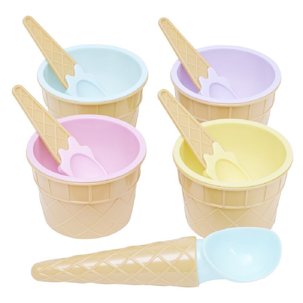 Bol et cuillère à glace x4