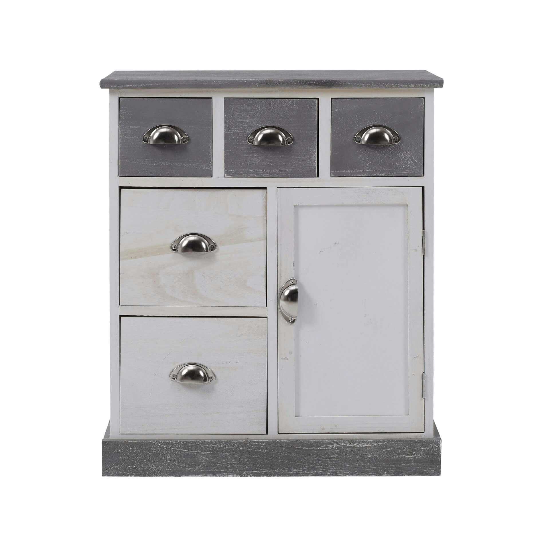 - Commode de rangement avec 5 tiroirs 1 porte bois blanc et gris
