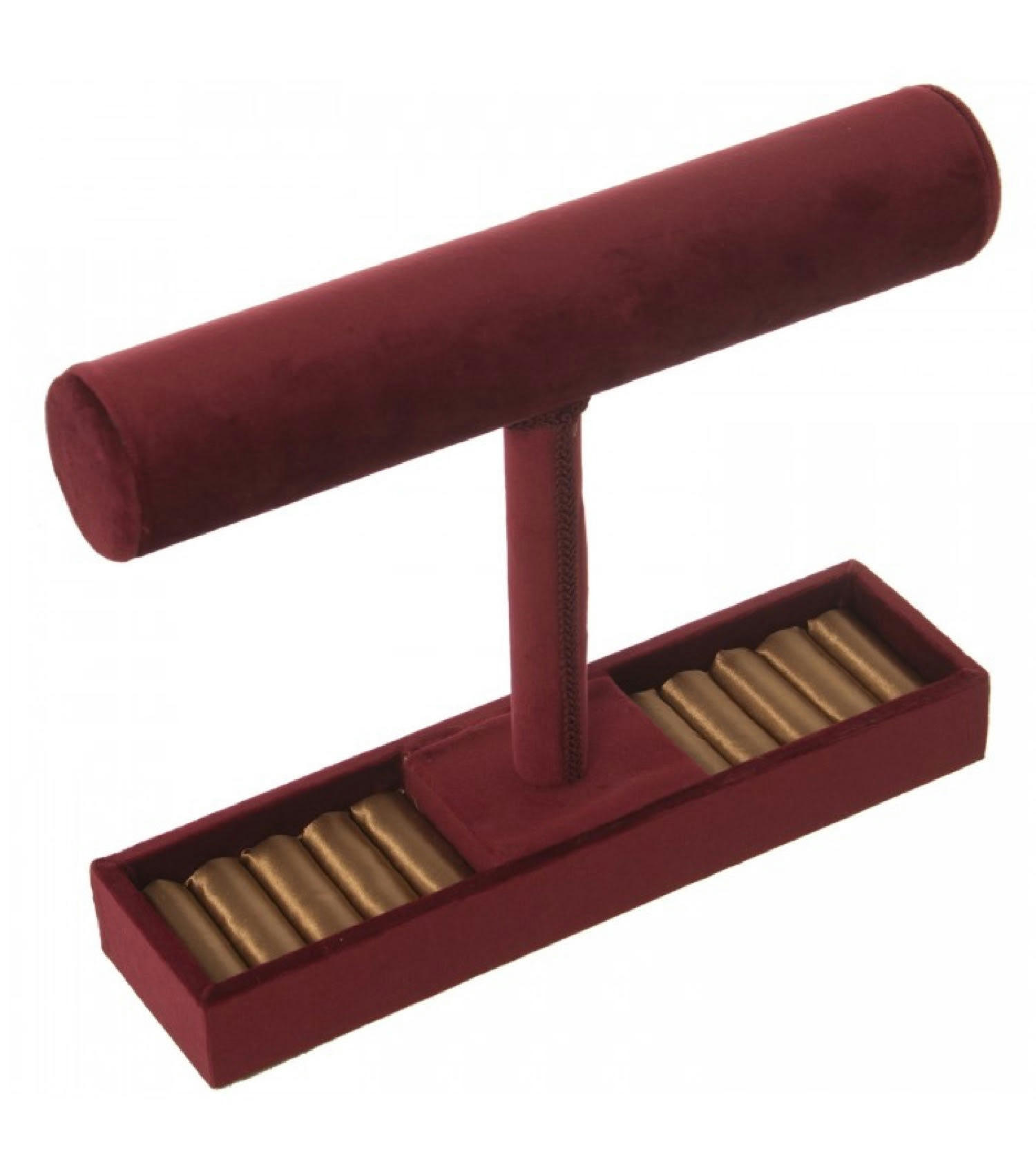 - Porte bijoux en velours rouge Bordeaux