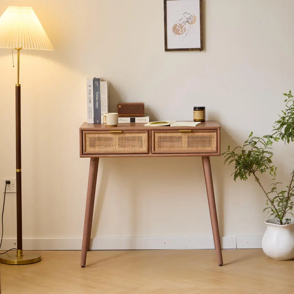 Console 2 laden van hout en natuurlijk rotan